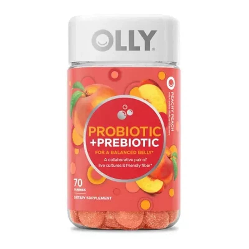 OLLY Adult Probiotic + Prebiotic Digestive Support Gummy, Peach (70 Ct.)