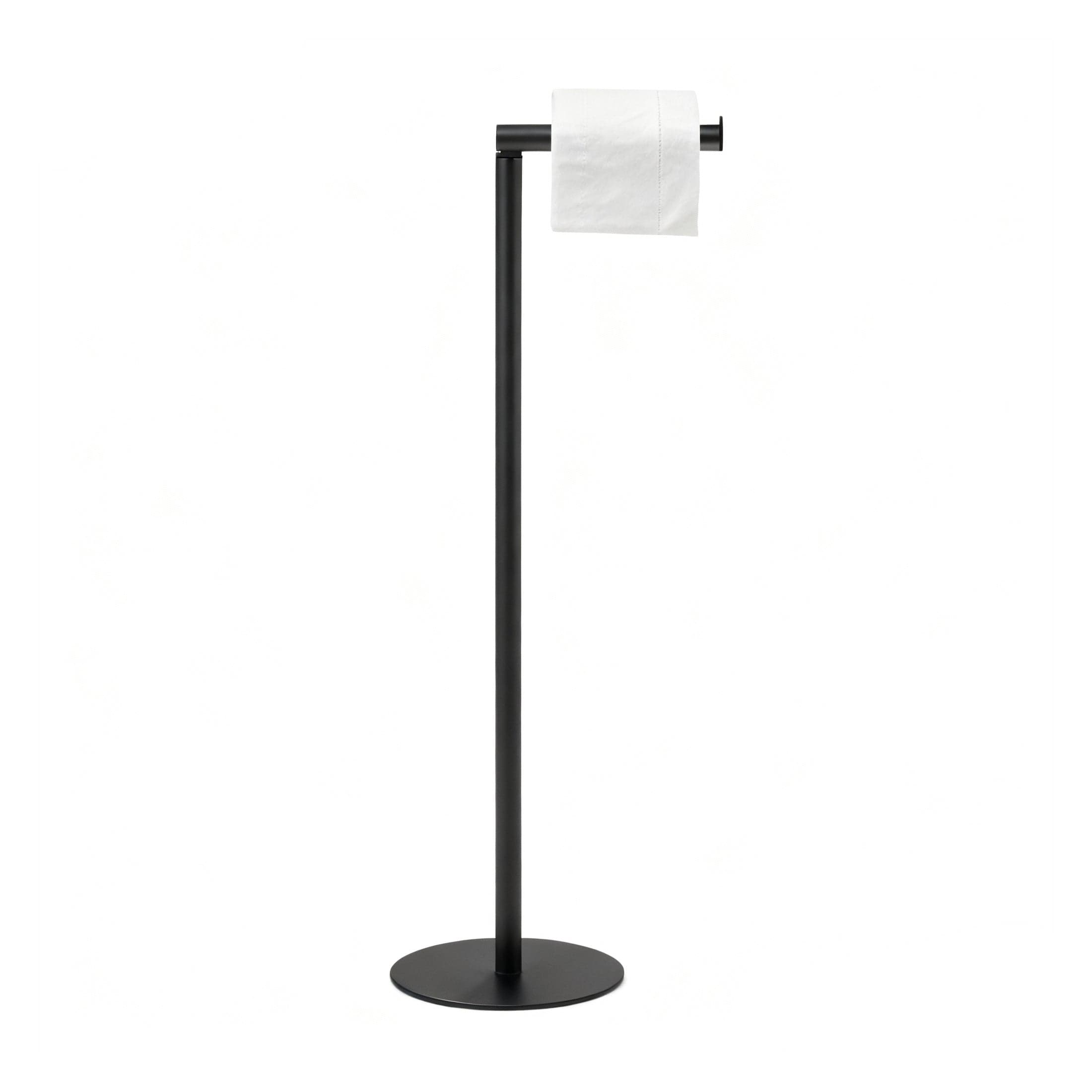 Free Standing Toilet Paper Holder Stand for 5 Spare Rolls, Modern Bathroom Toilet Paper Roll Holder, Black
