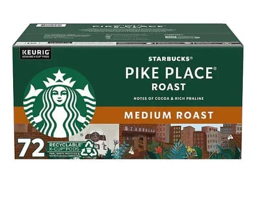Starbucks Medium Roast K-Cup Coffee Pods, Pike Place