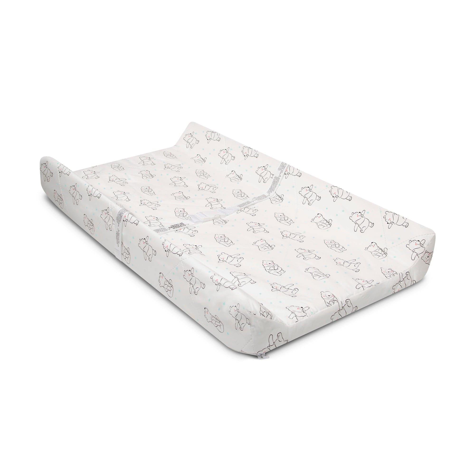 Disney Winnie the Pooh Contoured Changing Pad with Plush Cover by Delta Children, Machine Washable Cover and Waterproof Outer Layer, Grey