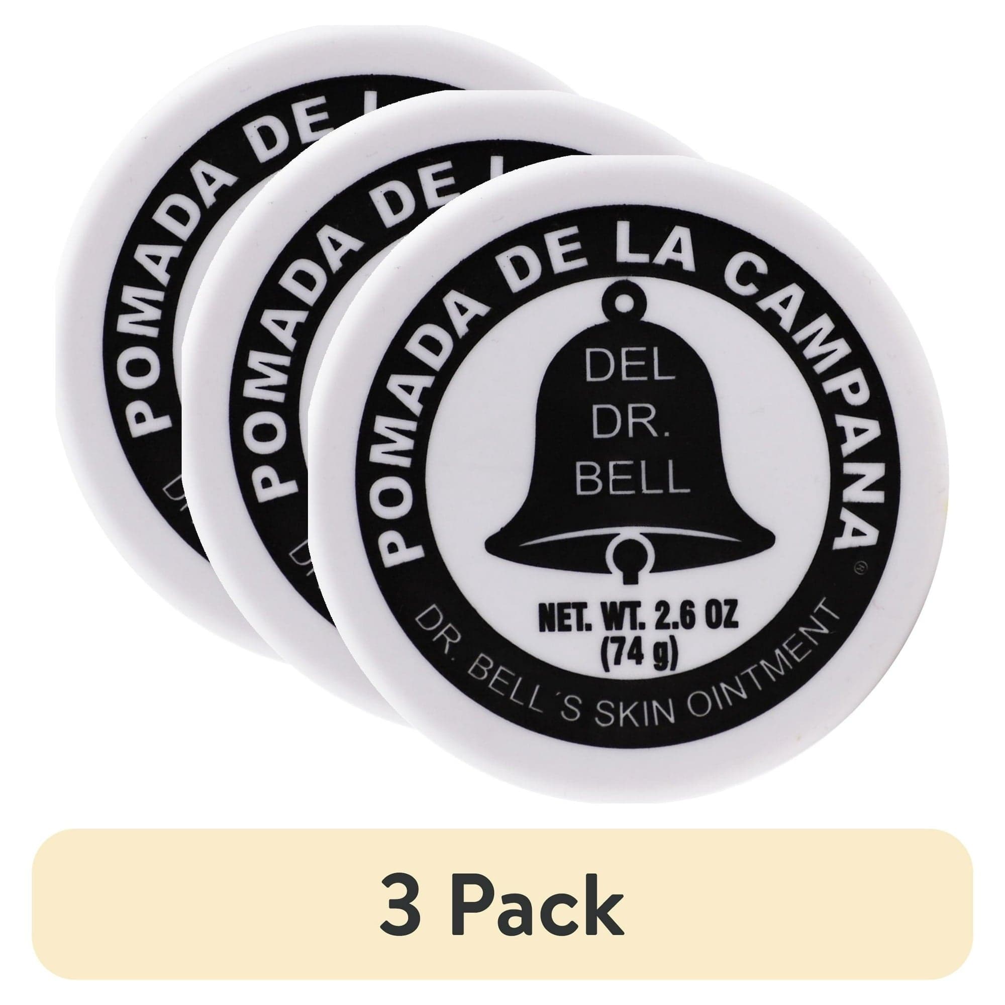 (3 Pack) Dr. Bell's Pomade, Pomada De La Campana for Dry Skin, 2.6 oz Jar
