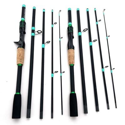 70.86 in Fiberglass Spinning Fishing Rod, 4-Section Fast Action Fishing Pole for Bass, Trout, Carp, Perch and Freshwater Fishing