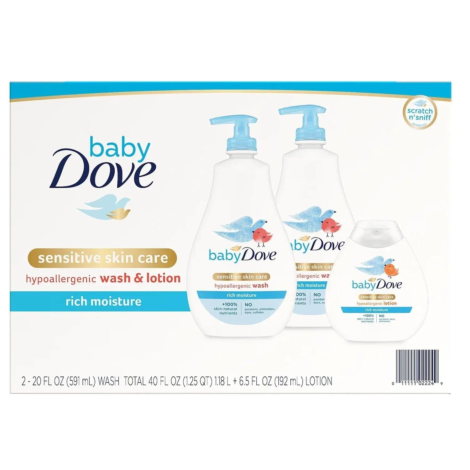 Baby Dove Wash and Lotion (2 - 20 Fl. Oz. & 1 - 6.5 Fl. Oz.)