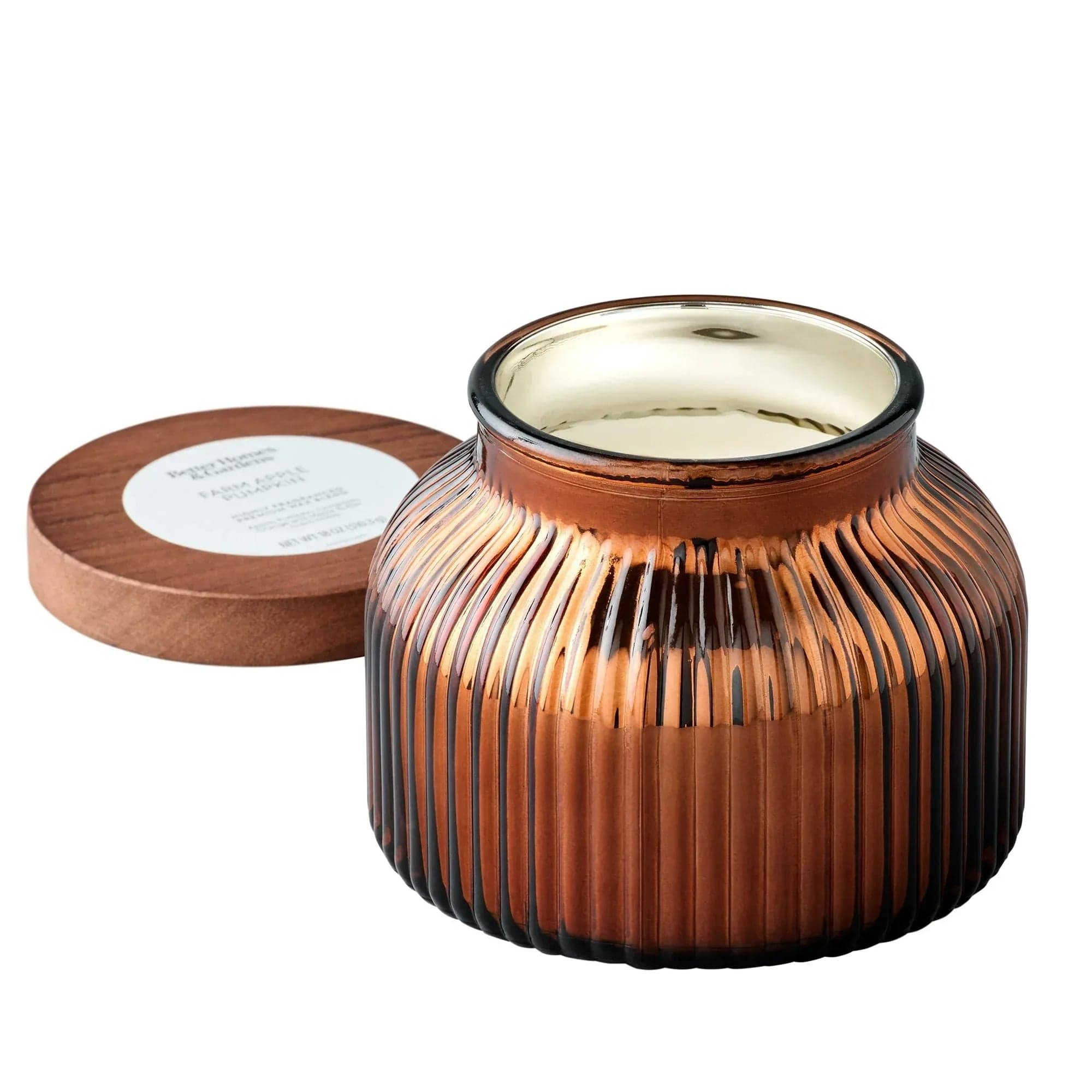 Better Homes & Gardens Scented Cotton 2-Wick Ribbed Mercury Glass Jar Candle with Wooden Lid, 18 oz.