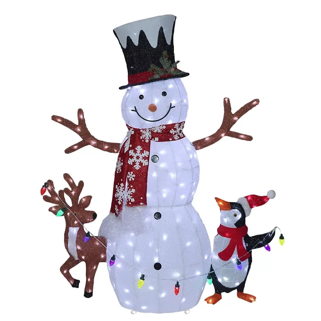 Berkley Jensen 47.5'' Pre-Lit White Fabric Snowman with Friends