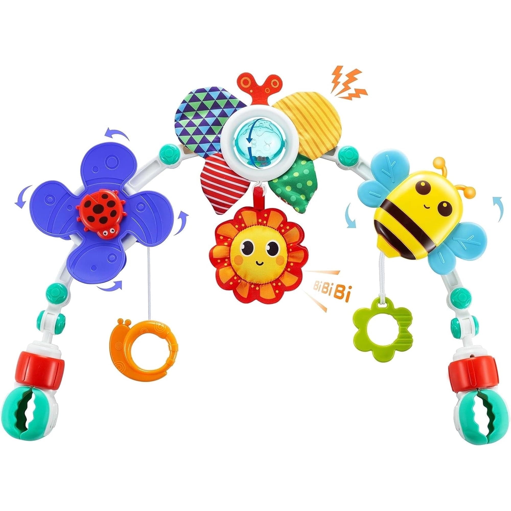 BUTOMKY Adjustable Baby Stroller Arch Toy, Sensory and Musical Activity Toy for Car Seat, Bassinet, Crib and Bouncer, Infants 0-18 Months