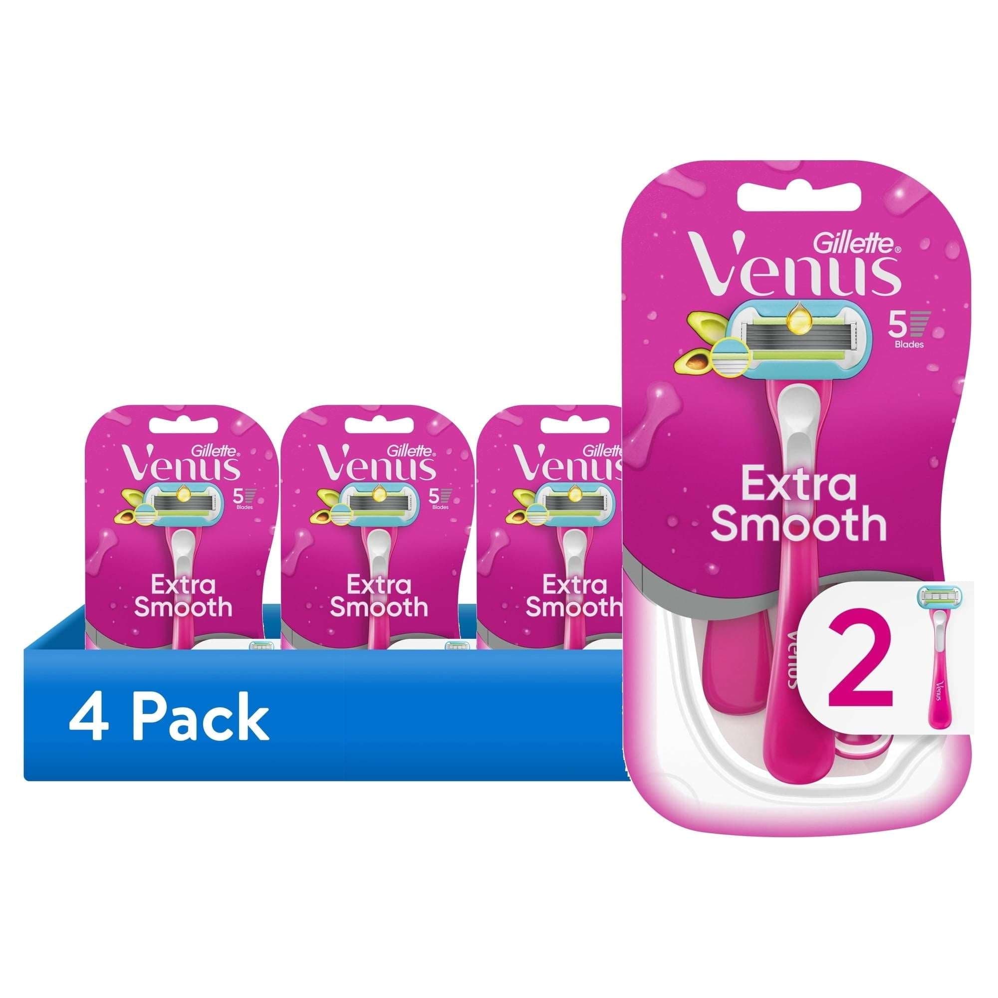 Gillette Venus Extra Smooth Green Disposable Women's Razors, 2 Count
