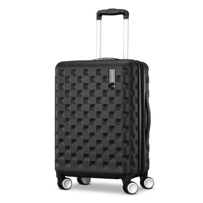 American Tourister Checkered 2.0 Hardside Carry On Spinner Wheels Suitcase - Light Pink