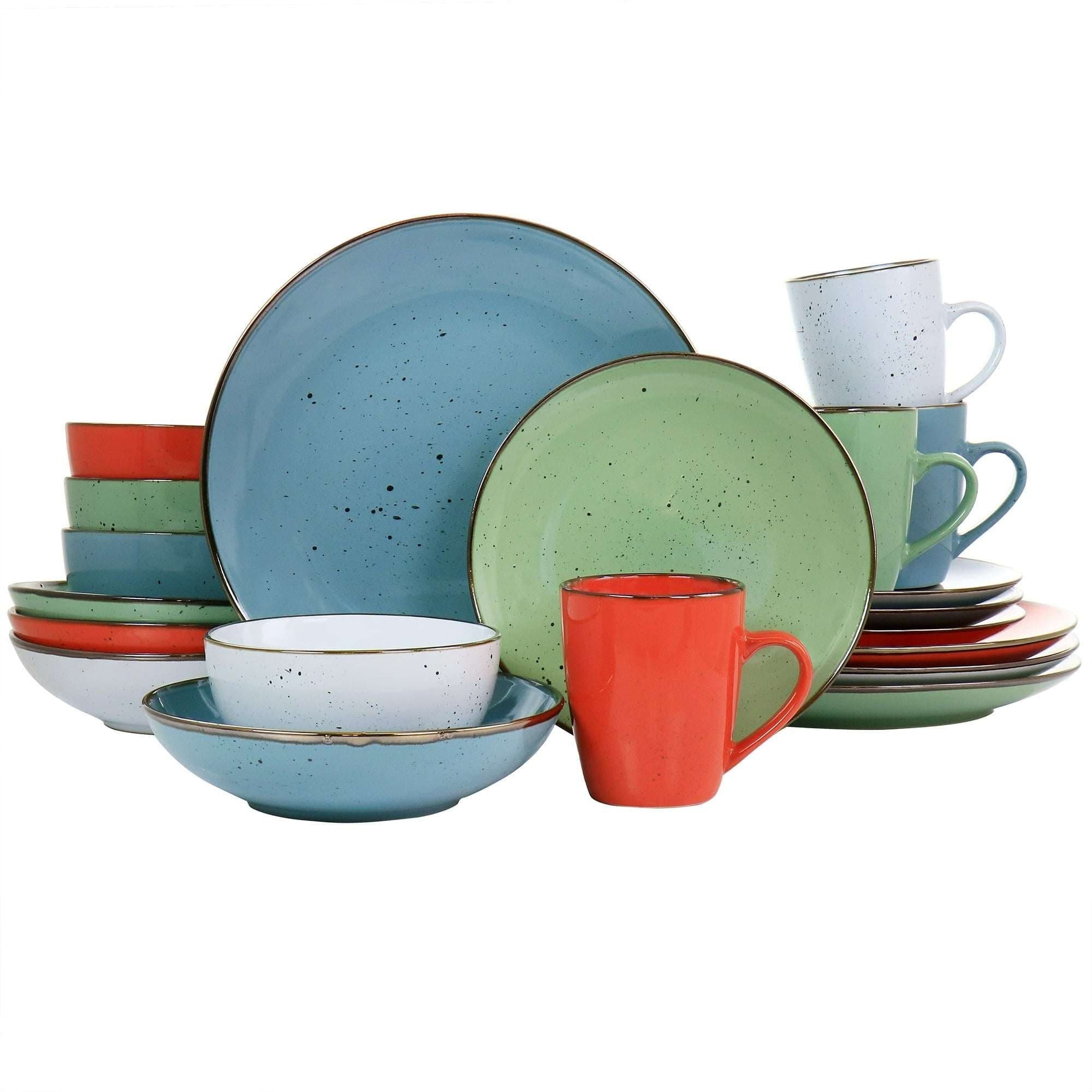 Elama Evelyn 20-Piece Round Stoneware Dinnerware Set in Assorted Colors