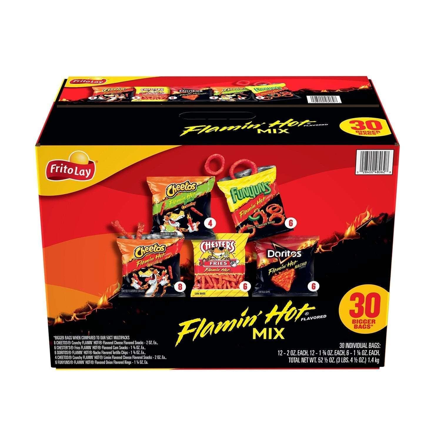 Frito-Lay Flamin' Hot Snacks, Variety Pack, 30 pk.