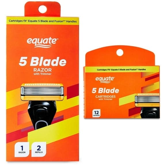 Equate Men's 5-Blade Razor Value Bundle, 1 Handle plus 14 Blade Refills