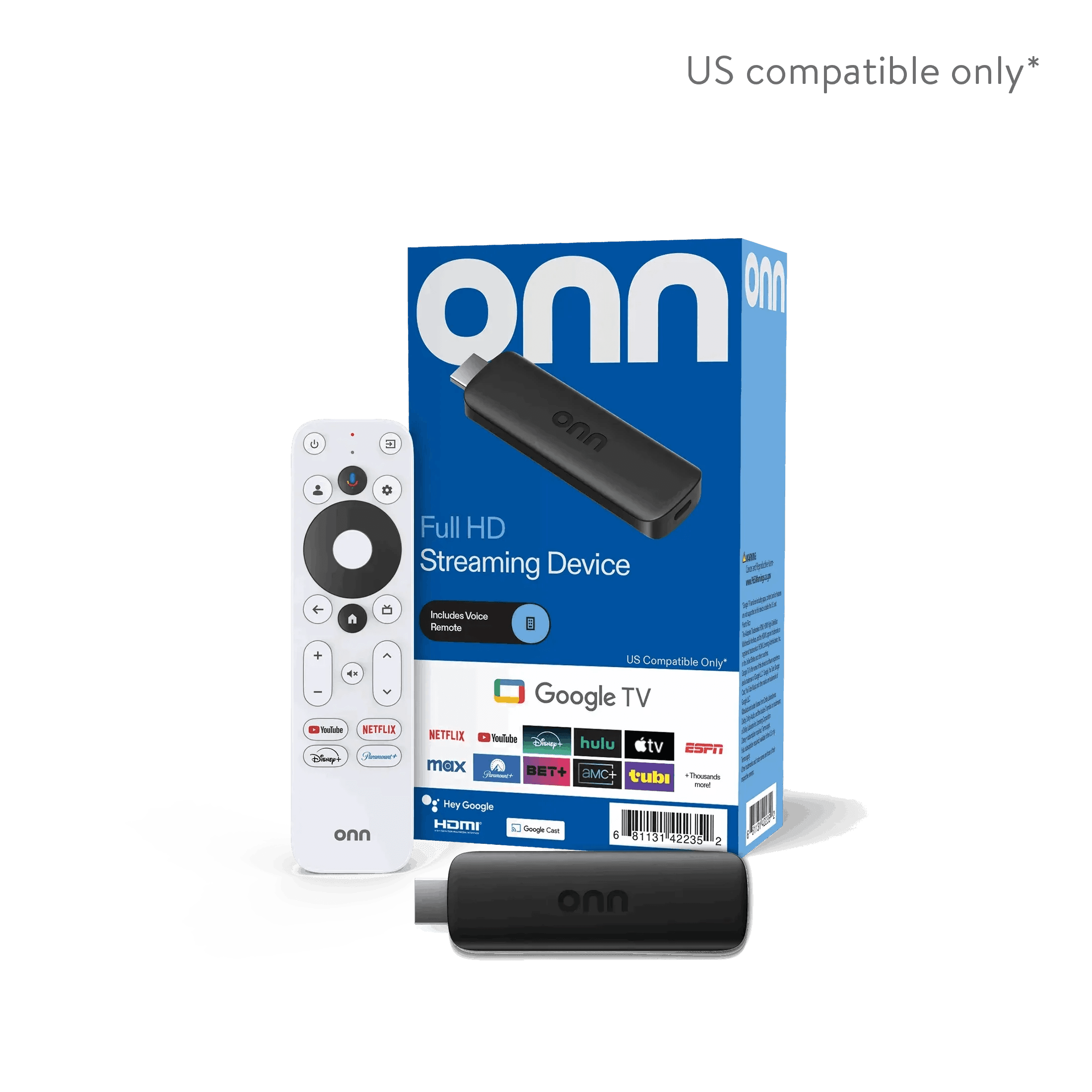 onn Full HD Streaming Device, Google TV, 8GB Storage, 1.5GB RAM, Remote with Voice Control