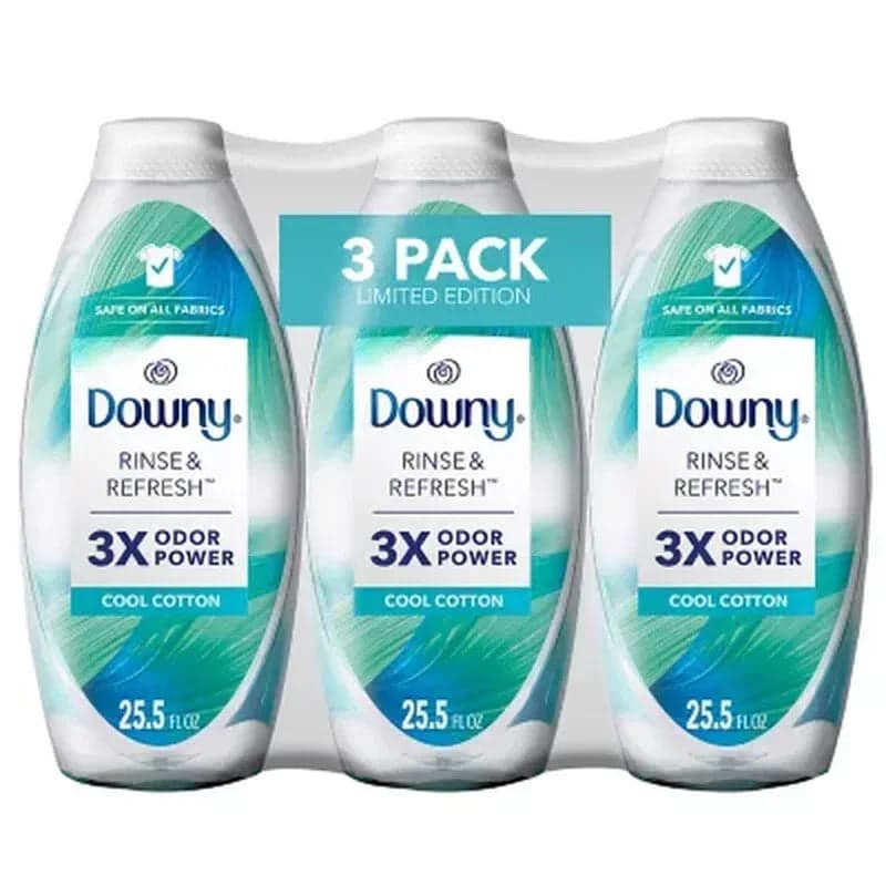 Downy Rinse & Refresh Laundry Odor Remover and Fabric Softener, Cool Cotton (3 Pk., 76.5 Fl. Oz.)