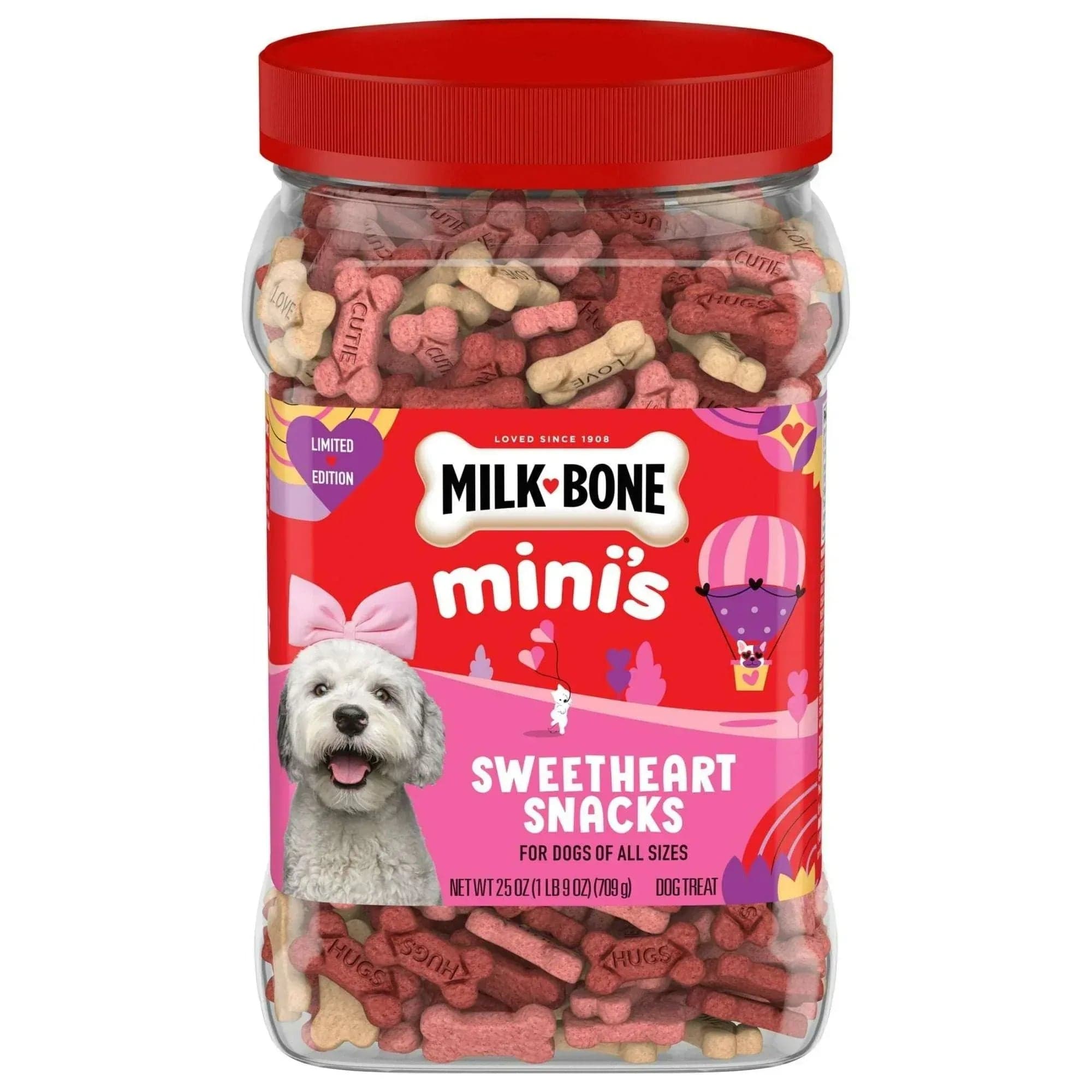 Milk-Bone Sweetheart Snacks Mini's Dog Treats, 25 oz Canister