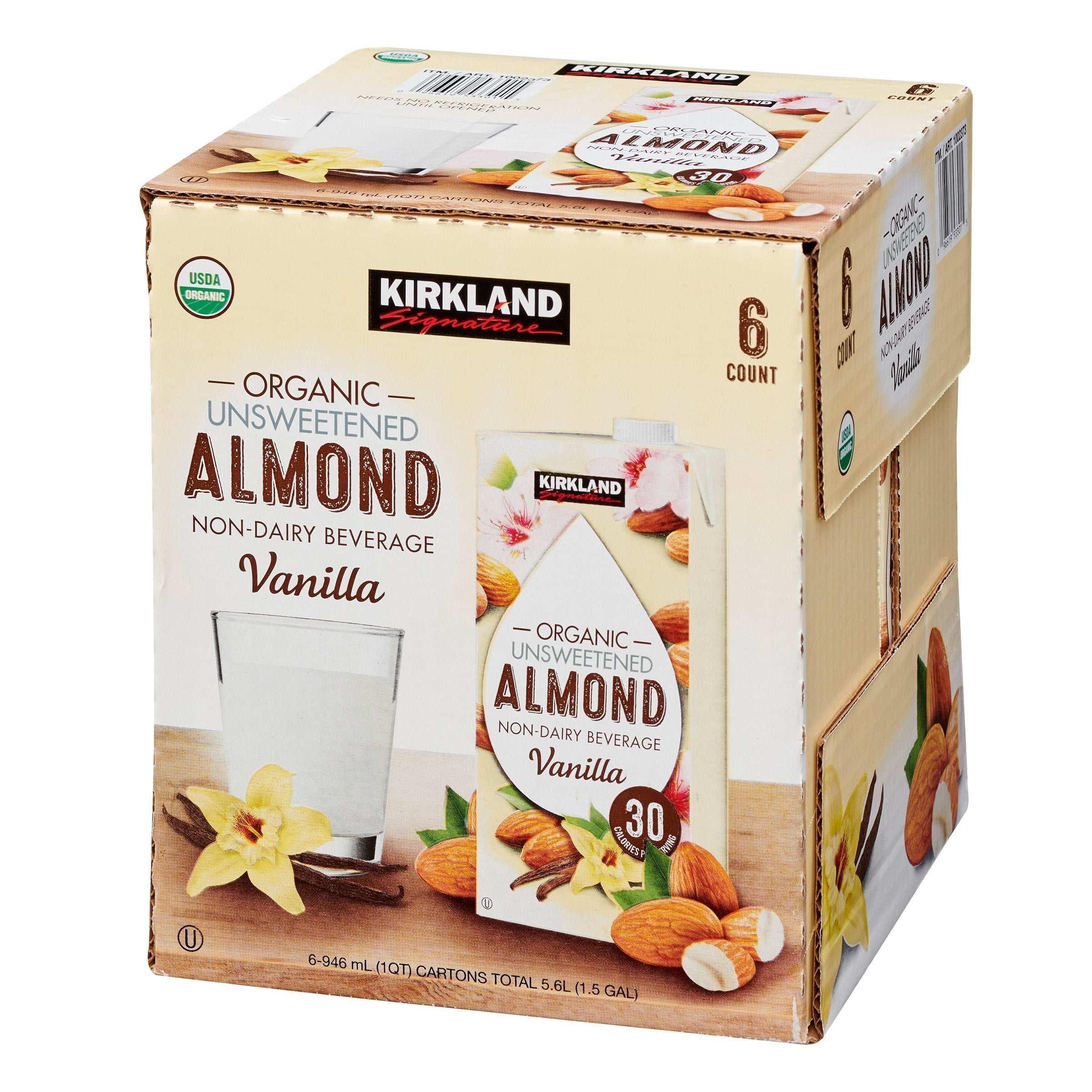 Kirkland Signature Organic Almond Beverage, Vanilla, 32 fl oz, 6-Count
