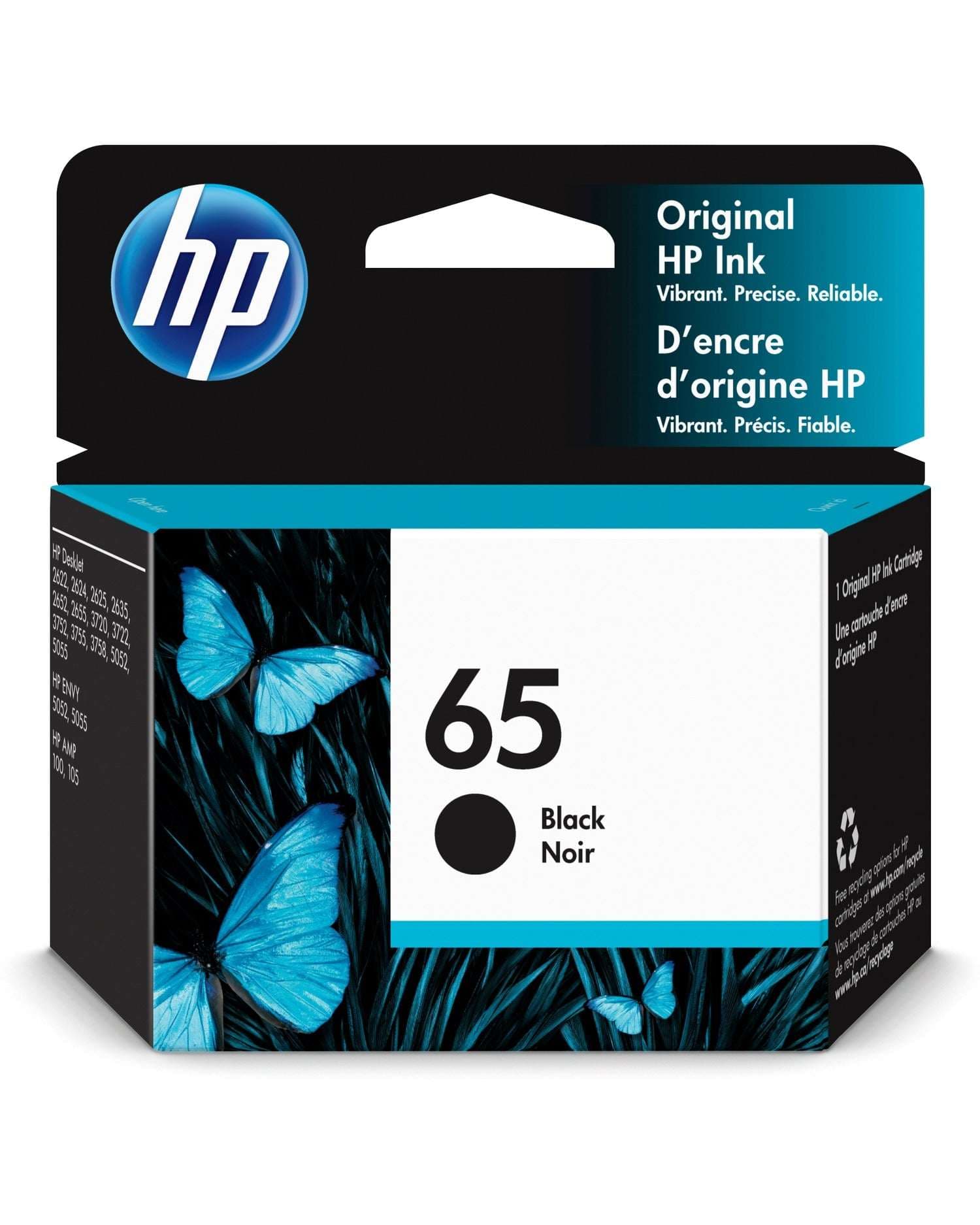 HP 65 Black Original Ink Cartridge, ~120 pages, N9K02AN#140