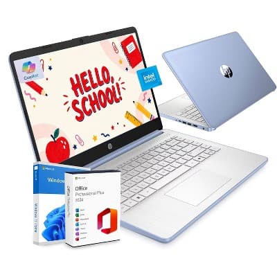 HP Essential 14" HD Laptop, Intel N150, 4GB RAM, 128GB eMMC, Windows 11 Home, 1-Year Microsoft 365 Included, Blue
