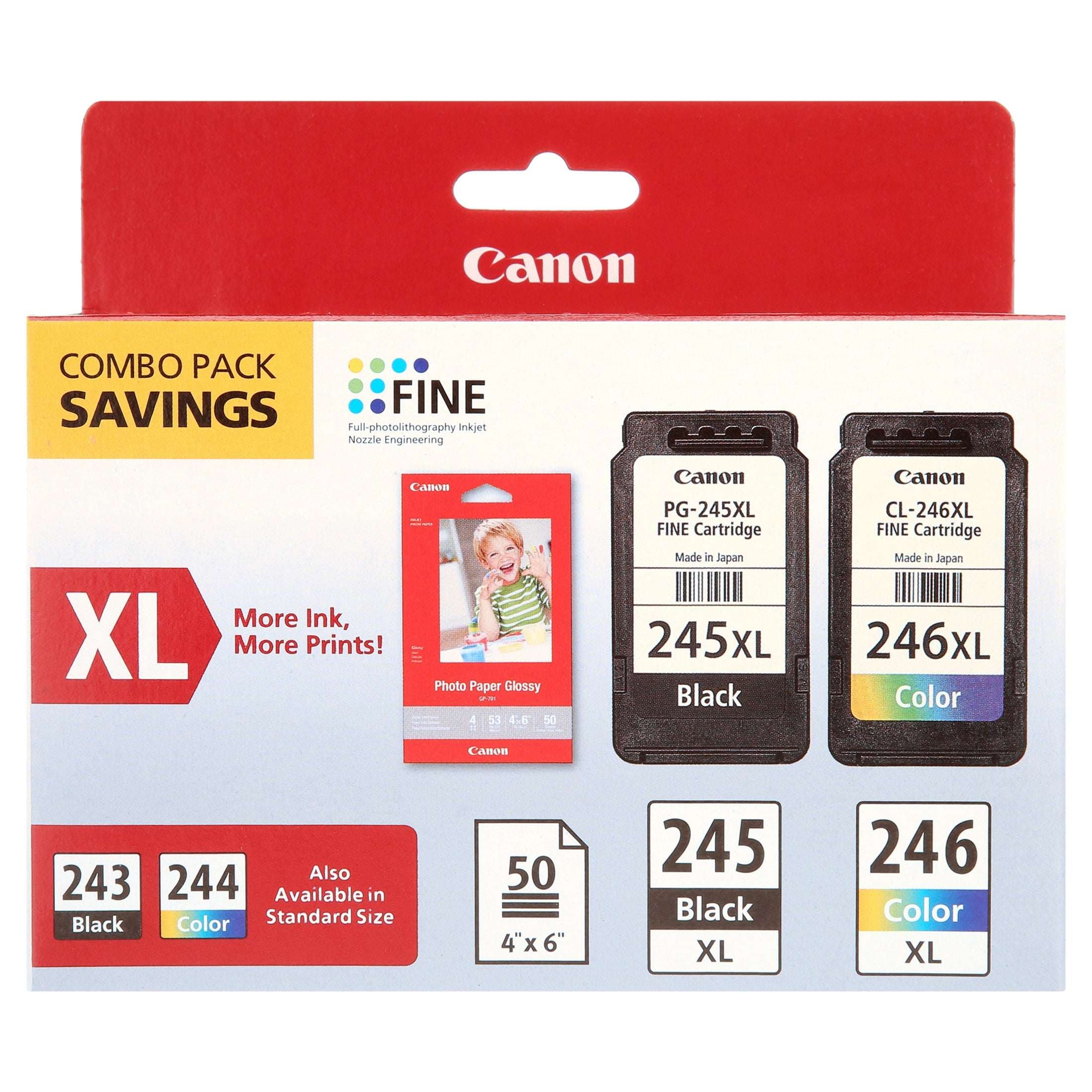 Canon PG-245XL/CL-246XL Printer Ink Cartridge Combo Pack, Black/Tri-Color, 2 Count