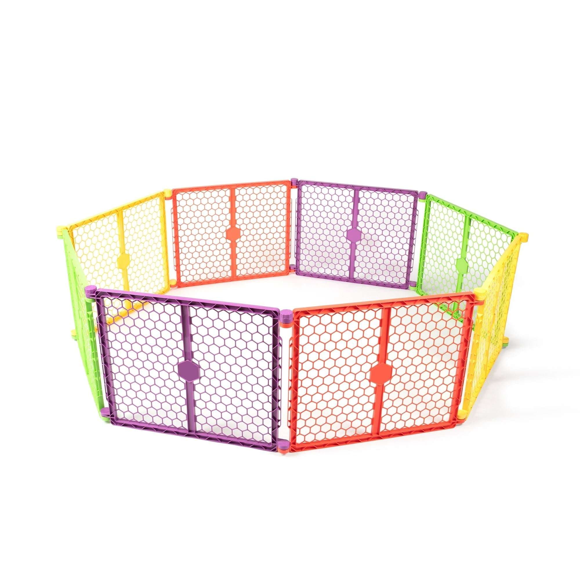 Regalo XL 2-in-1 Baby Safety Gate and Play Yard, Extra-Wide Configurable Panels, 260-Inch Coverage, Ages 6-24 Months, Multi-Color