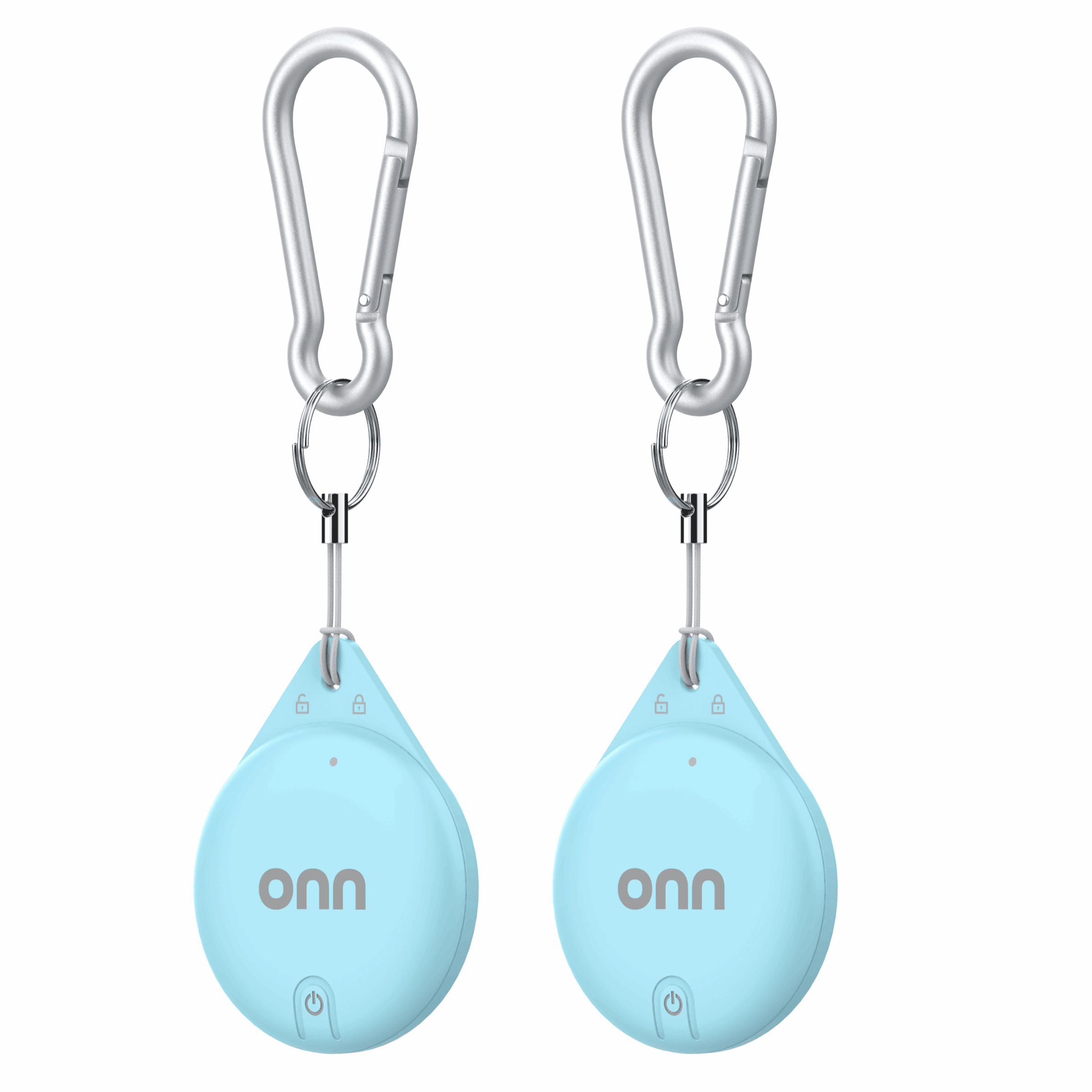 onn Wireless Item Locator 2-Pack, MFi Certified, Works with Apple Find My, Blue