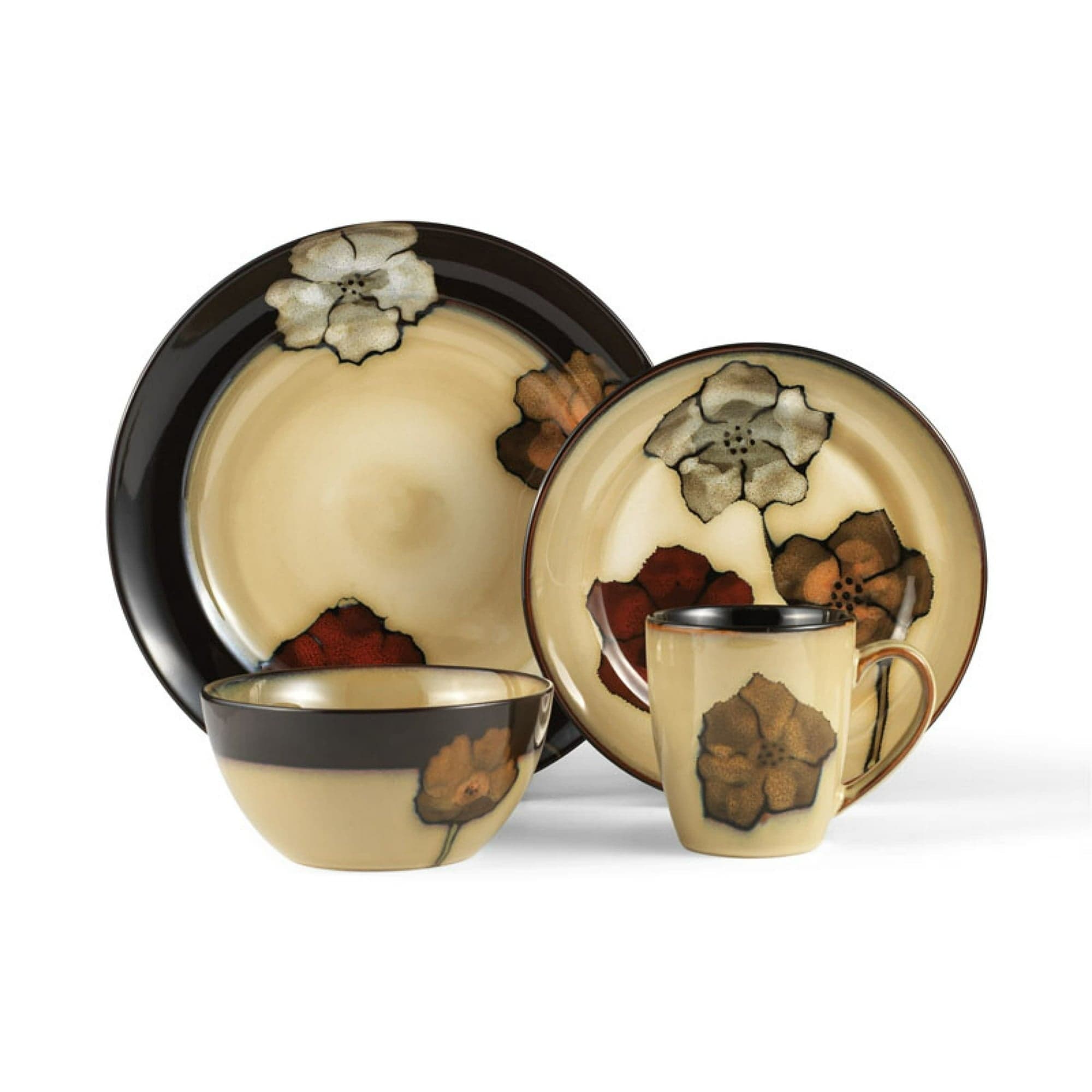 Pfaltzgraff Painted Poppies 16-Piece Stoneware Dinnerware Set