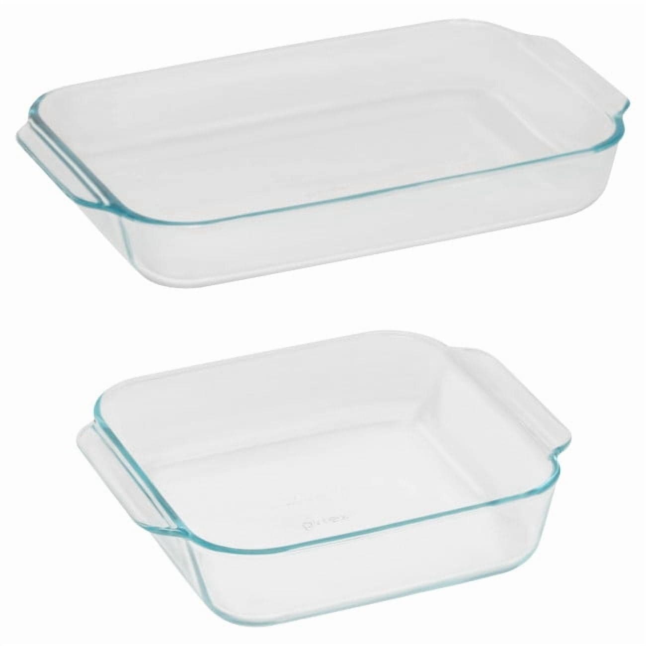Pyrex Basics Glass Bakeware Set Value Pack, 3-Qt Oblong and 8-Inch Square