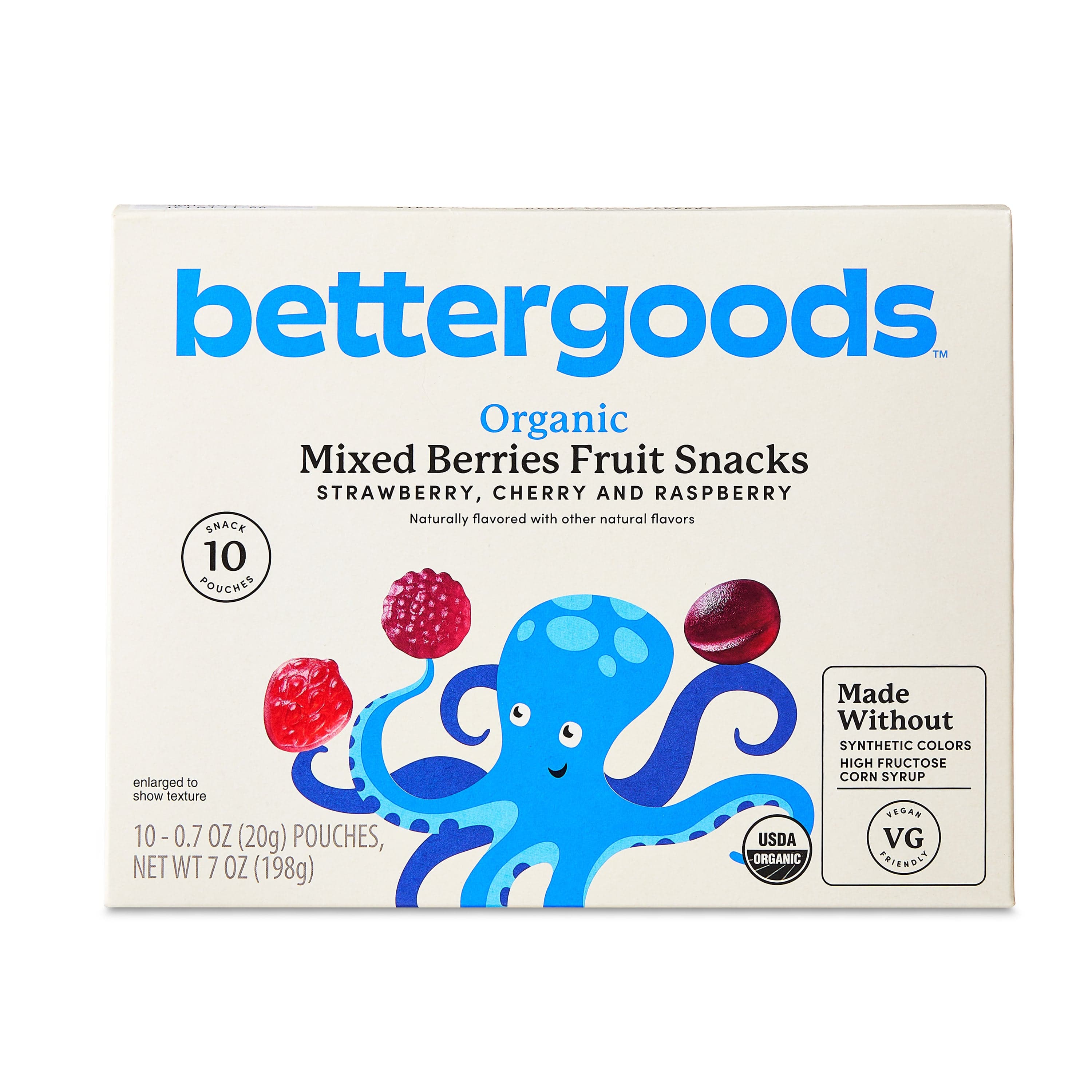 bettergoods Organic Mixed Berry Fruit Snacks, 0.7 oz, 10 Count