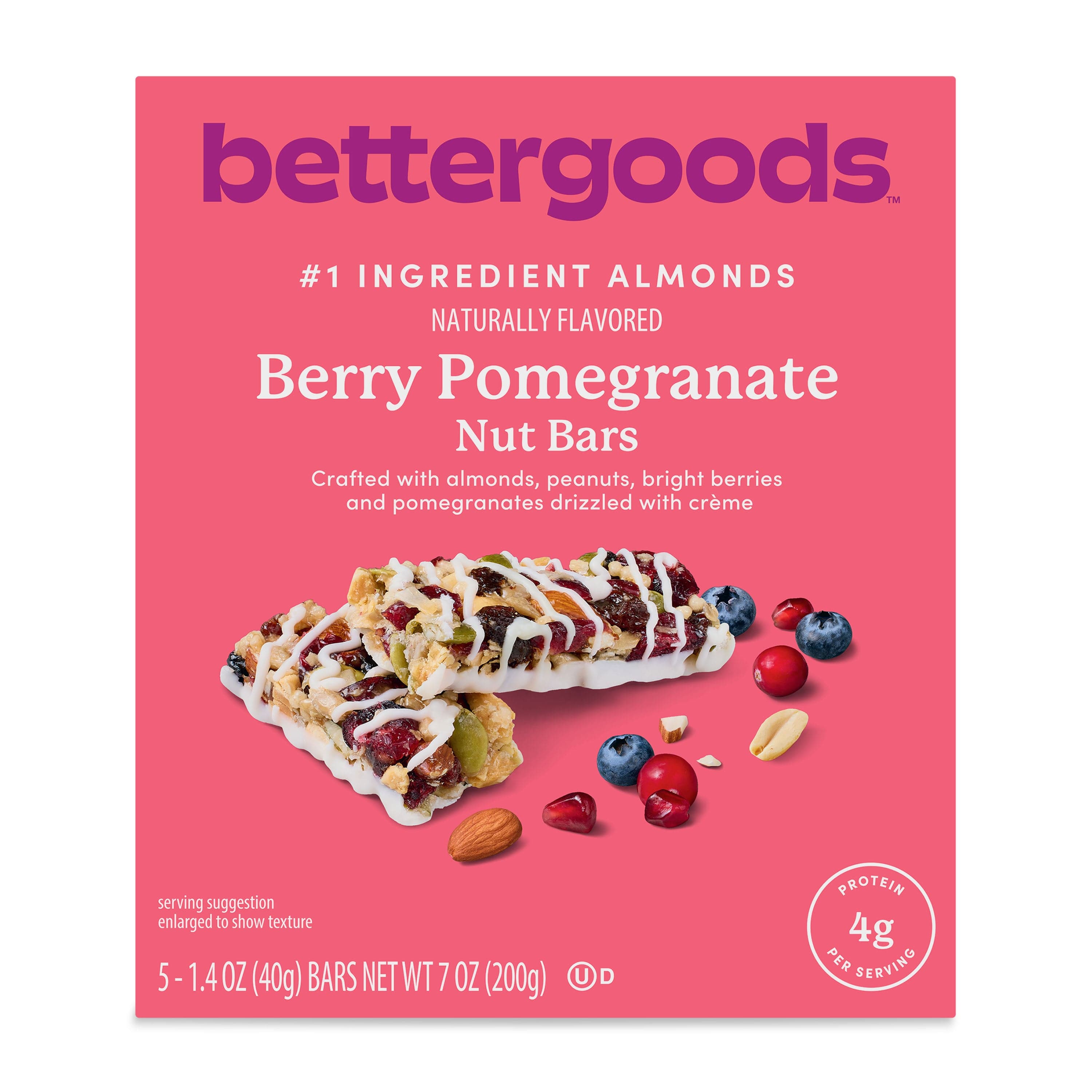 bettergoods Berry Pomegranate Nut Bars, 1.4 oz, 5 Count