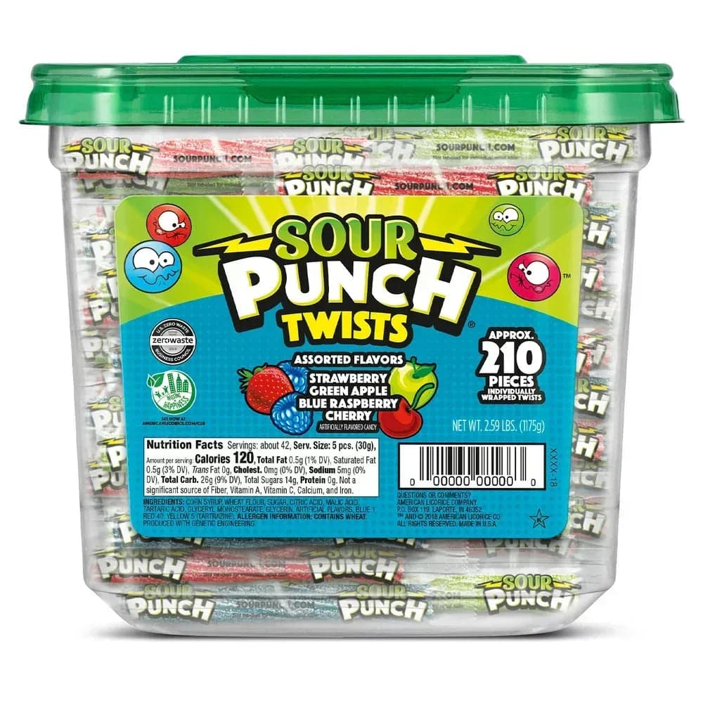 Individually Wrapped Twists Candy, 2.59 lb (210 Pieces) Jar