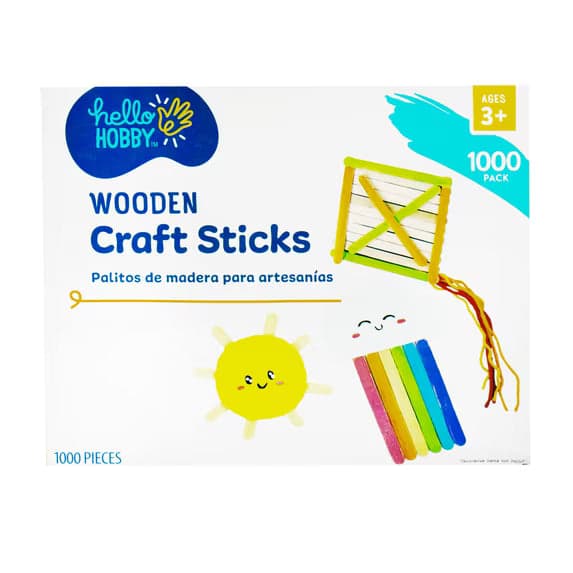 Hello Hobby Wooden Craft Sticks, 1000-Pack