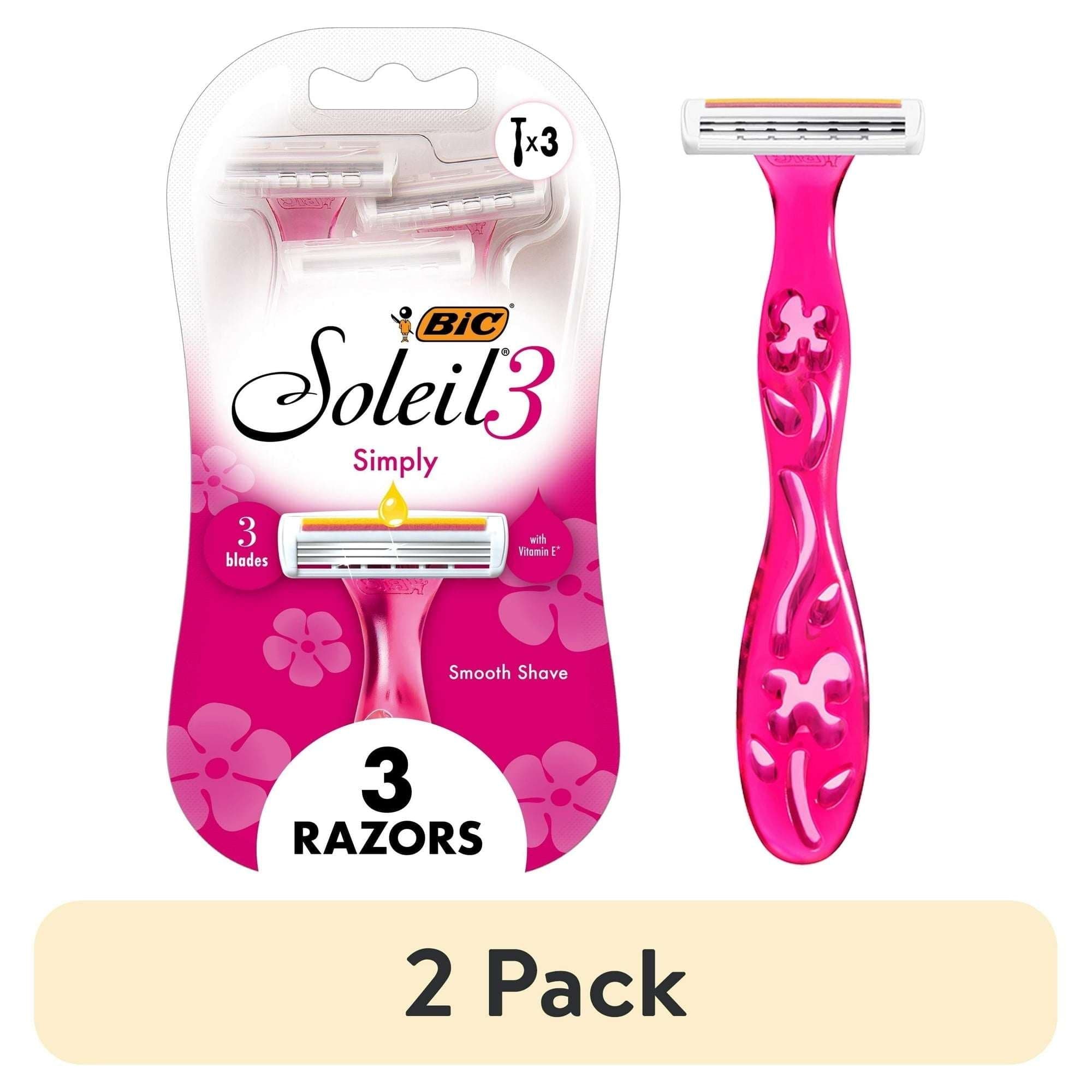 BIC Soleil 3 Simply Women's Disposable Razors, 3 Blades, 3 Count (2 Pack)