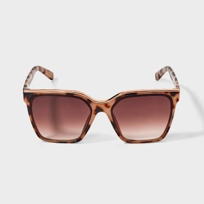Women's Plastic Square with Metal Top Sunglasses - A New Day Beige