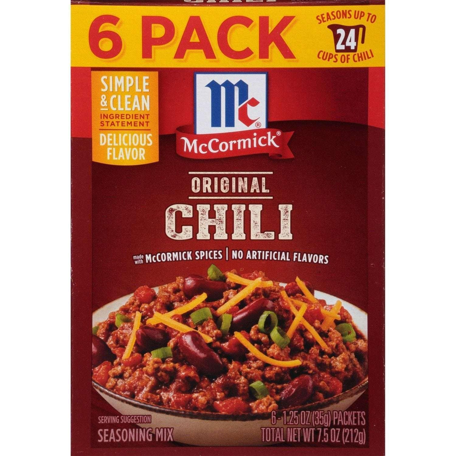 McCormick Chili Original Seasoning Mix, 1.25 oz., 6 pk.