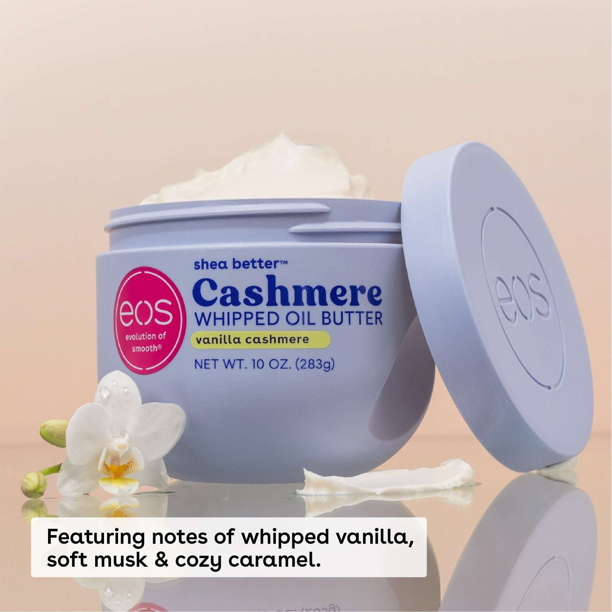 eos Vanilla Cashmere Whipped Body Butter, Rich Moisture, Deep Hydration for Dry Skin, 10 oz