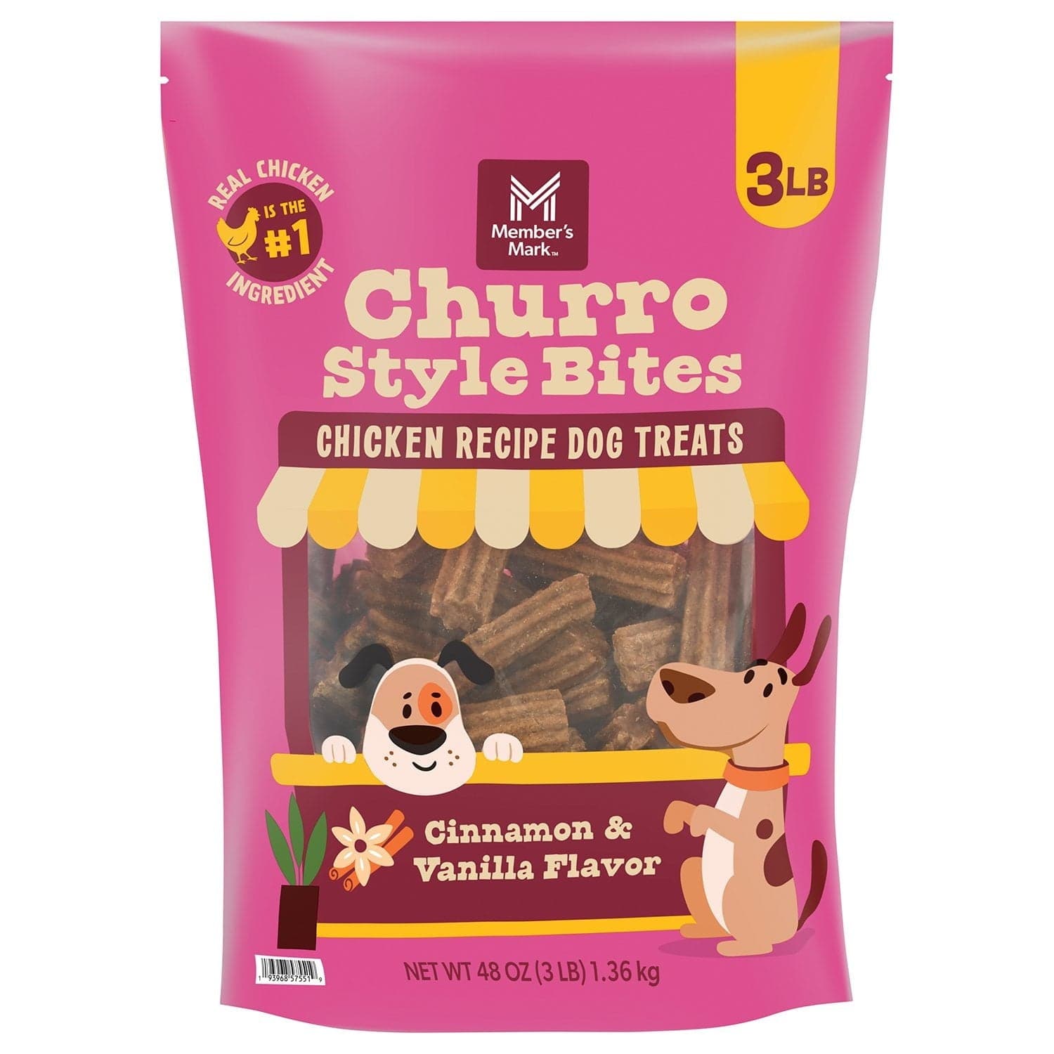 Member's Mark Churro Style Bites, Chicken Recipe Dog Treats, Cinnamon & Vanilla Flavor, 3 lbs.