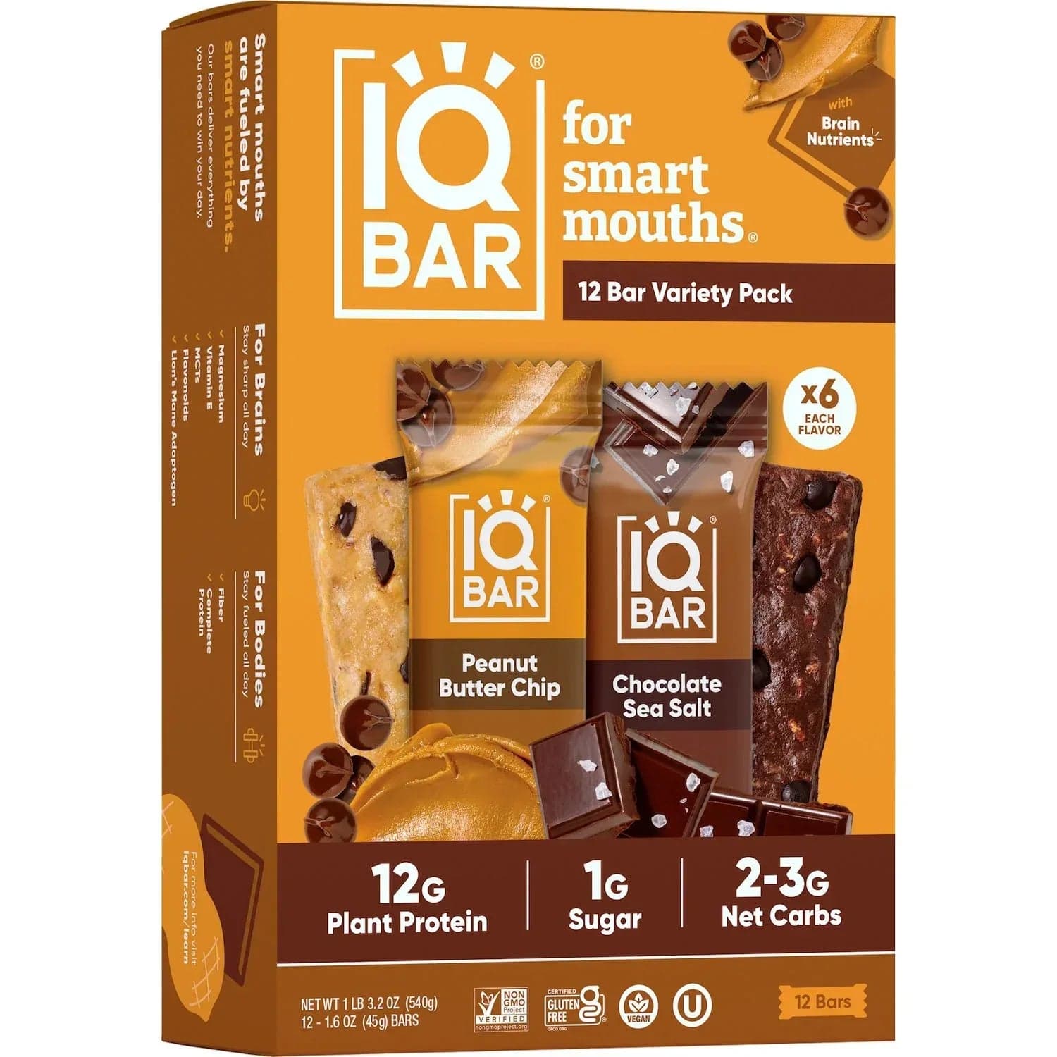 IQBAR Plant Protein Bar, Variety Pack, 12 pk.