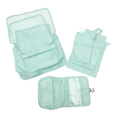 Unique Bargains Portable Packing Cube Set Beige 8 Pcs
