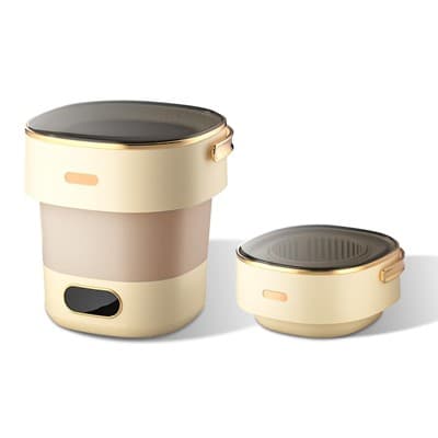 Portable Mini Washing Machine, Foldable 13L Mini Washer Spin Dryer with Basket Spin 3 Cleaning Modes Compact Design for Small Clothes, Black Purple