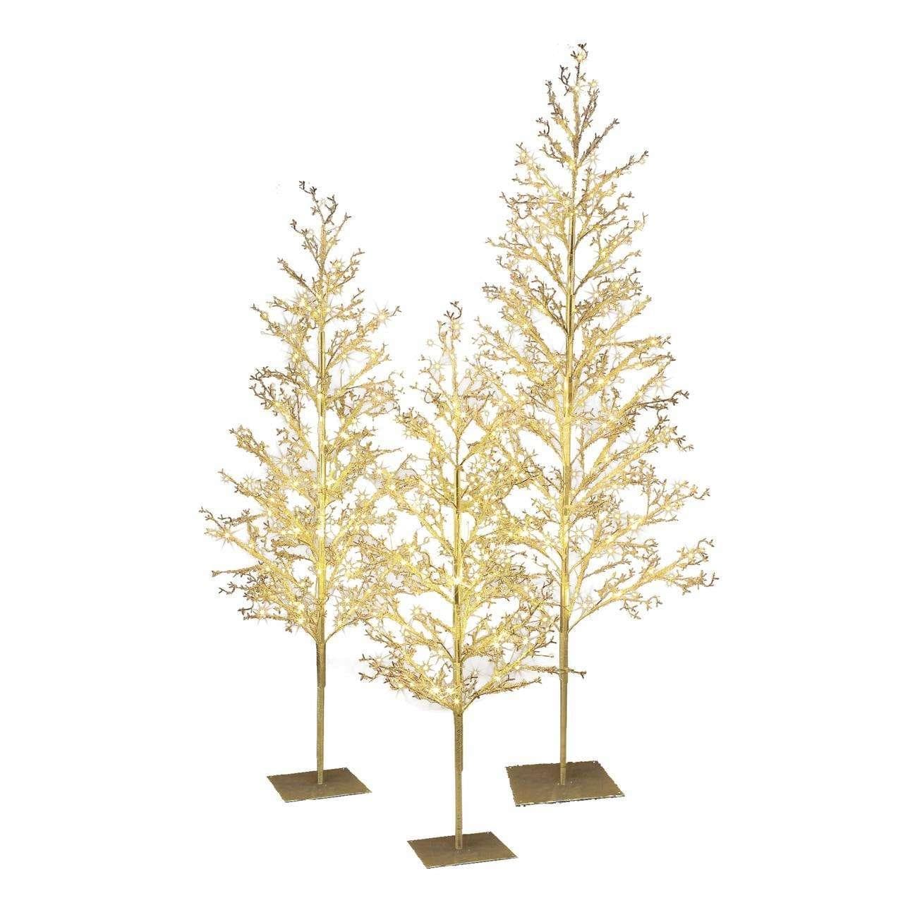 My Texas House 3 Pack Warm White Twinkling LED Icy Cube Beaded Tree, 4ft/5ft/6ft