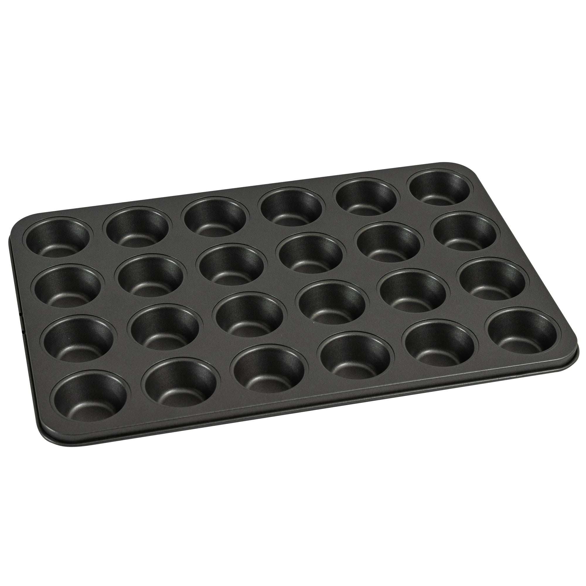 Mainstays 24 Cavity Mini Muffin Pan, Non-Stick Bakeware, 1.8 inch Diameter Cups, Gray, Carbon Steel