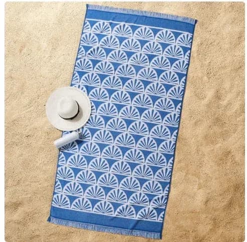 Better Homes & Gardens Oversized Navy Sun Print Cotton Blend Beach Towel, 38" x 72"
