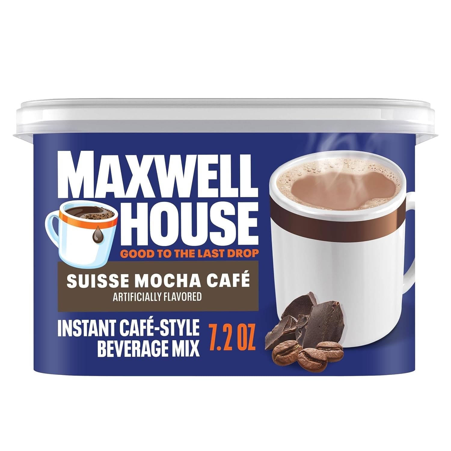 Maxwell House International Suisse Mocha Cafe-Style Instant Beverage Mix, Kosher Dairy, 7.2 oz Canister