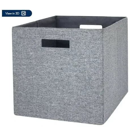 Better Homes & Gardens 12.75" Fabric Cube Storage Bin, Gray