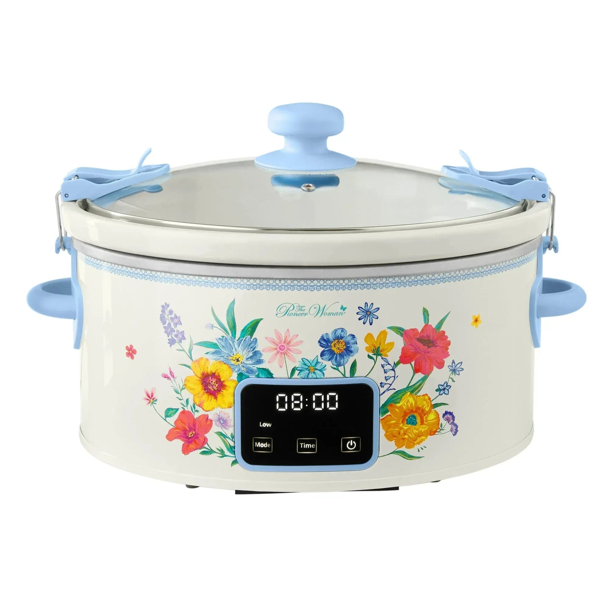 The Pioneer Woman 6-Quart Slow Cooker, Locking Lid, Digital, Brilliant Blooms, Model PW8400778514-7