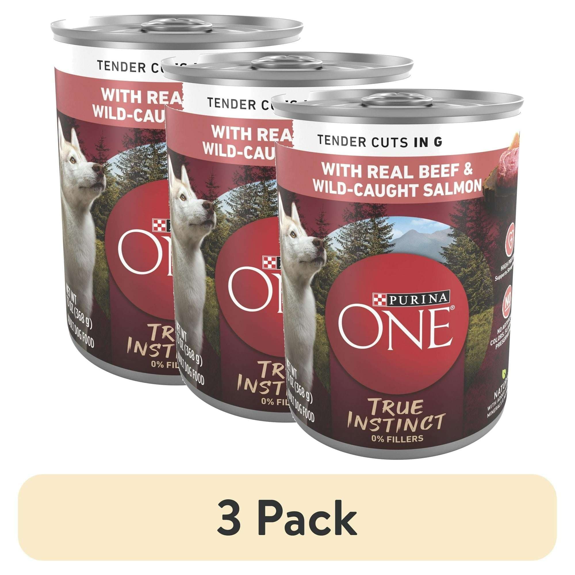 Purina ONE True Instinct Wet Dog Food, High Protein Soft Beef and Salmon, 13 oz Can