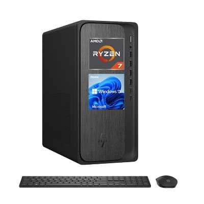 HP OmniDesk M02 AI Tower Desktop, Ryzen 7 8700G, 16GB DDR5, 1TB PCIe SSD, Wi-Fi 6, Windows 11 Home, Black
