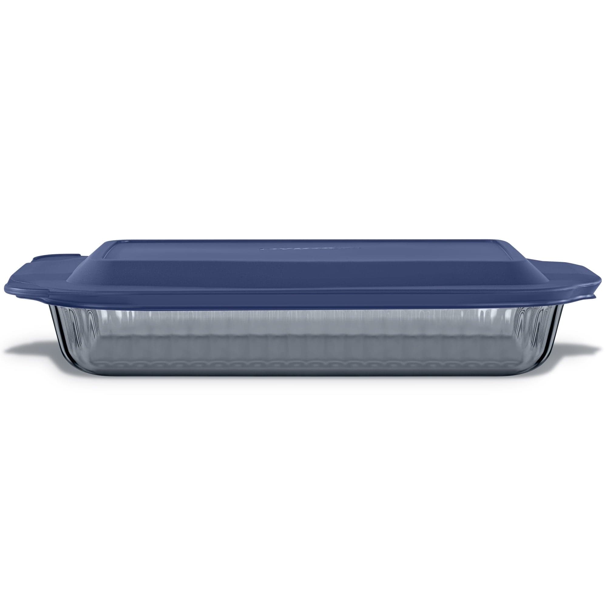 Pyrex Sculpted Tinted Rectangle 9x13 Glass Baking Dish with Airtight Lid, Smoke