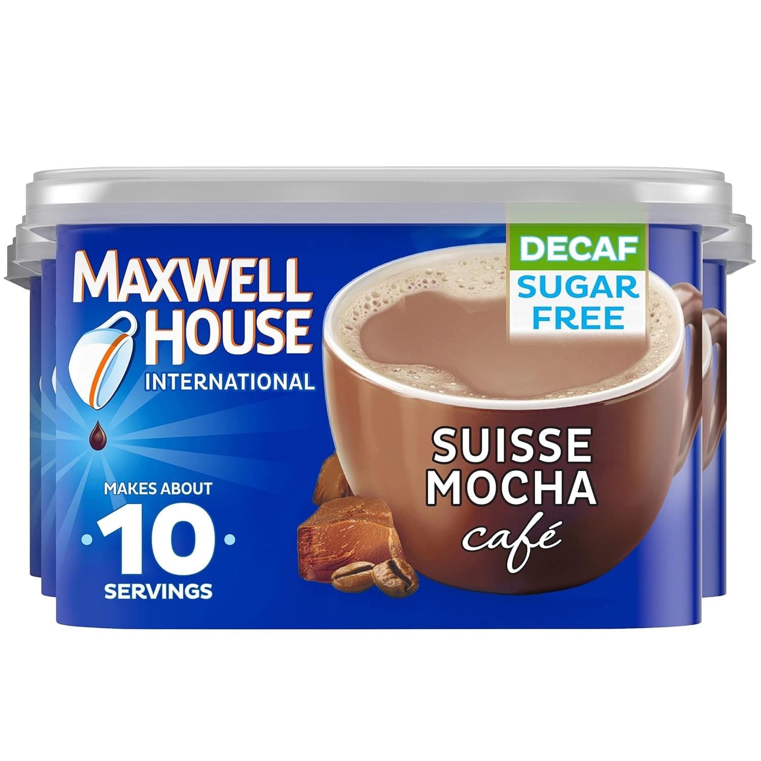 Maxwell House International Suisse Mocha Cafe-Style Decaf Sugar Free Instant Coffee Beverage Mix, 4 oz Canister (Pack of 4)