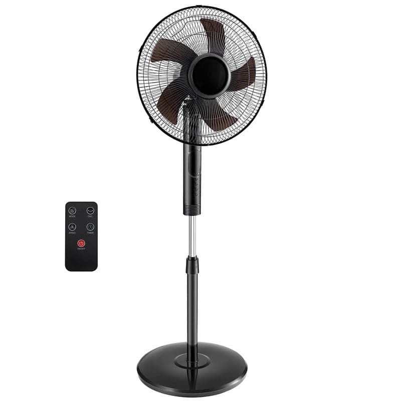 Gianna Quiet Pedestal Fan with Remote, Standing Floor Fan for Bedroom and Home Office, 15H Timer, 3 Speed & 3 Wind Modes, 80 Degree Oscillating, Adjustable Height, Black