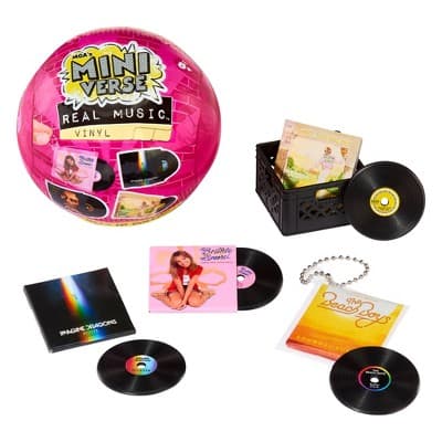 MGA's Miniverse Real Music Blind Pack Mini Playable Vinyl Records 4 Vinyl Records per Pack Sleeve and Keychain Britney Spears Elton John TLC